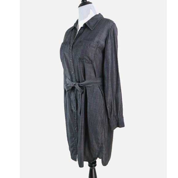 Soft Surroundings Size M Shirt Dress Woven Tencel Gray 326112 - Picture 1 of 12